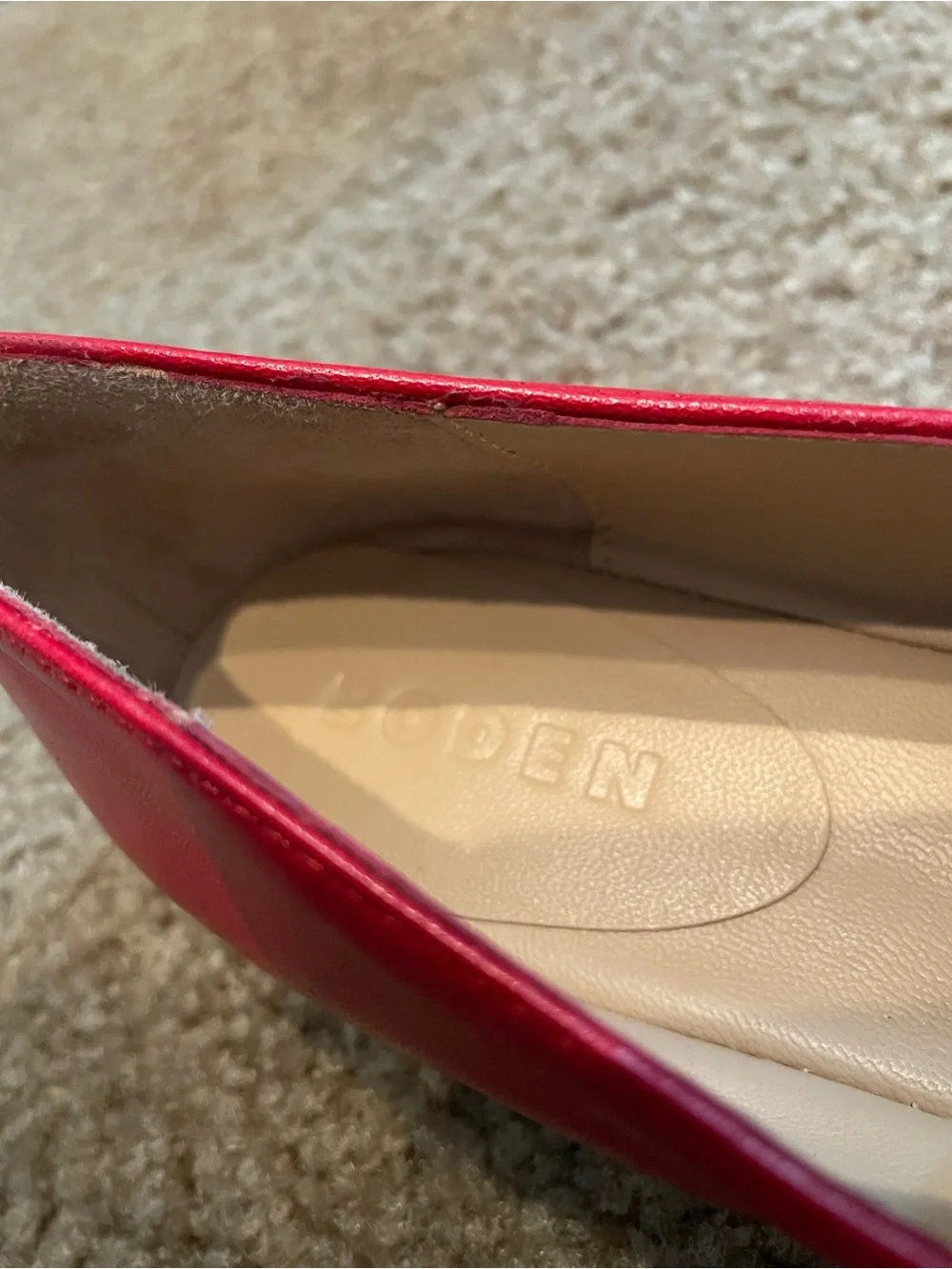 NWOT Boden Iris Red Leather Loafers with Gold-Tone Horsebit, Size 39 (8)